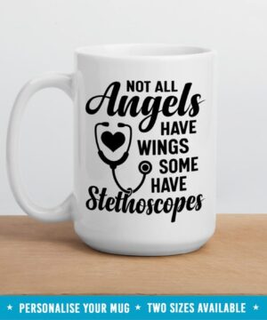 Angel with stethoscope| cute gift mug for nurse - 15 oz