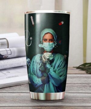 The nurse holding white rose| personalized gift tumbler for wife - 30 oz