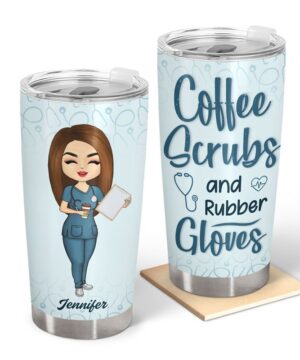 Chibi girl coffee tumbler| gift for nurse| personalized tumbler