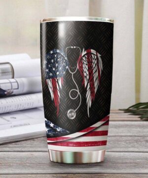 American flag wings nurse| personalized gift tumbler - 30 oz
