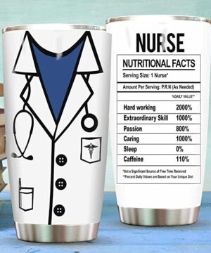 Nutrition fact with white blouse| tumbler gift for nurse - 30 oz