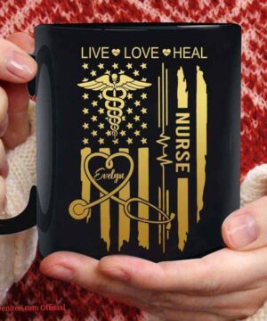 Personalized nurse coffee mug live love heal, best gift for nurse