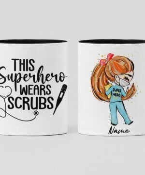 Superhero wears scrub| personalized gift mug for nurse - 11oz