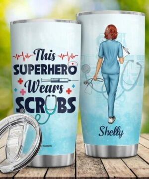 Superhero wears scrubs| personalized tumbler for nurse - 30 oz
