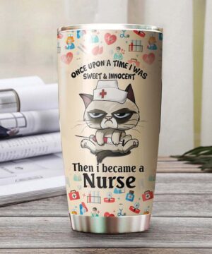 Sweet and innocent nurse cat| personalized tumbler gift for wife - 30 oz