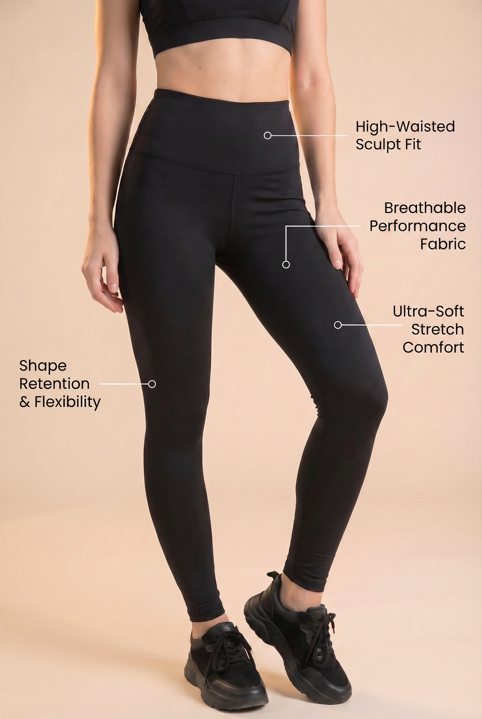 Contour High-Waist Legging in Black, view 2