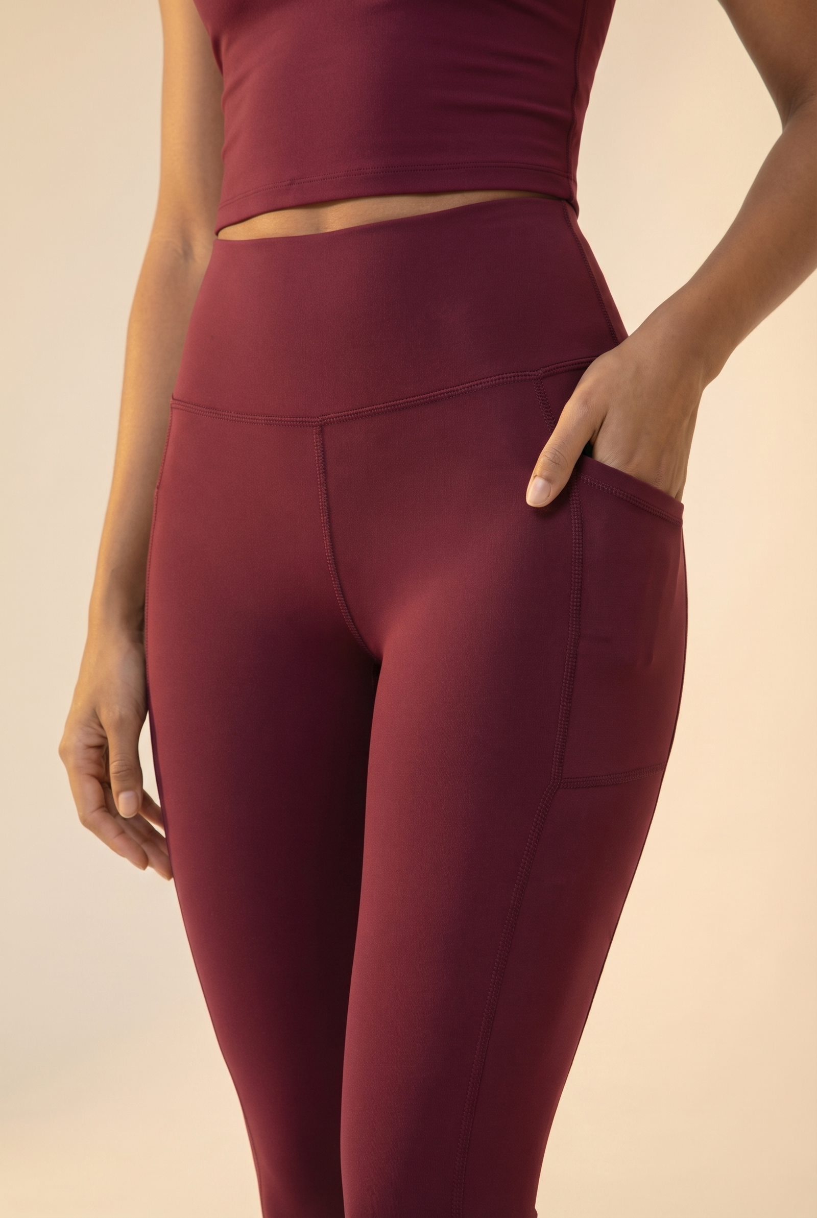 CoreFit High-Waist Pocket Performance Legging in Date Red