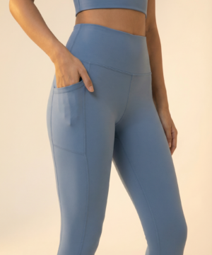 CoreFit High-Waist Pocket Performance Legging in Grayish Blue