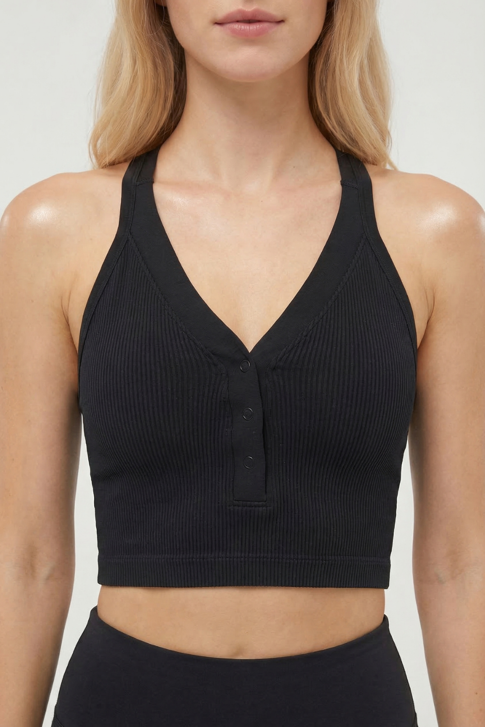 CoreFit Racerback Sports Bra in Black, view 2
