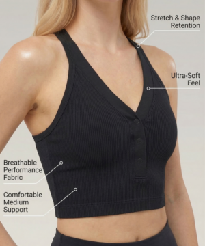 CoreFit Racerback Sports Bra in Black, view 5