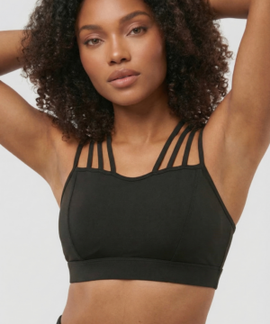 CoreFit Strappy Sports Bra in Black, view 2