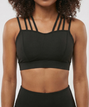CoreFit Strappy Sports Bra in Black, view 6
