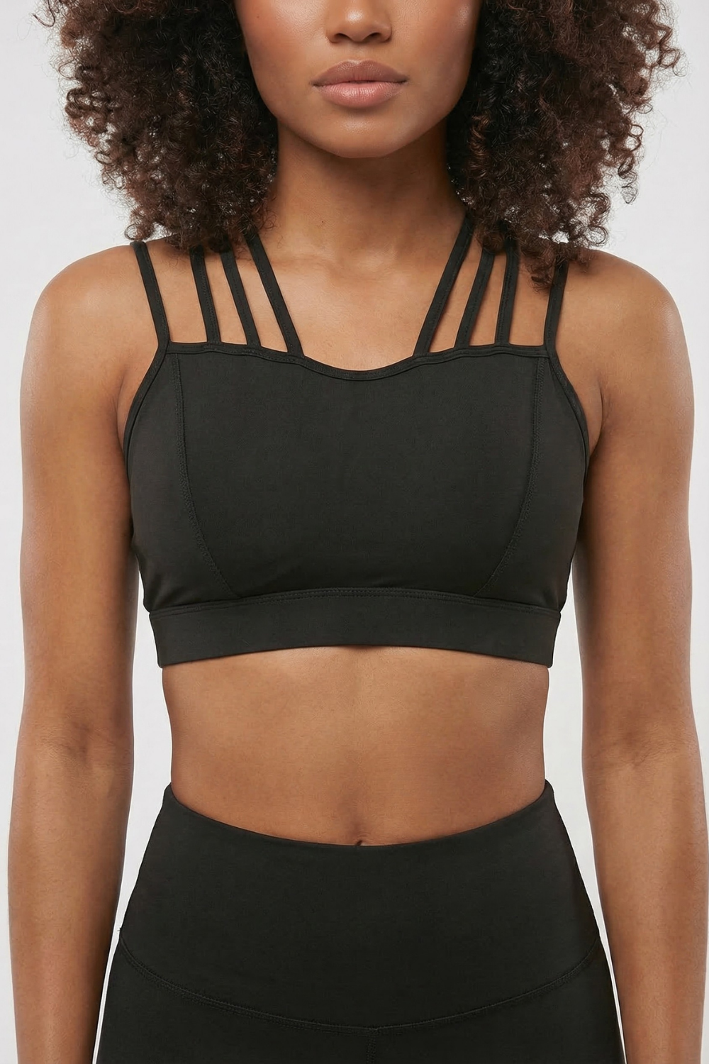 CoreFit Strappy Sports Bra in Black, view 6
