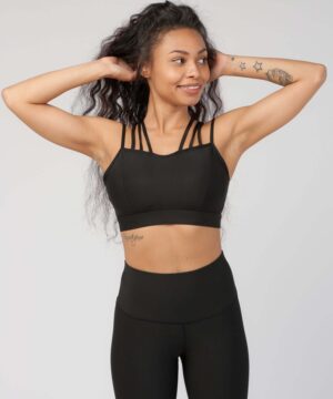 CoreFit Strappy Sports Bra in Black, view 7