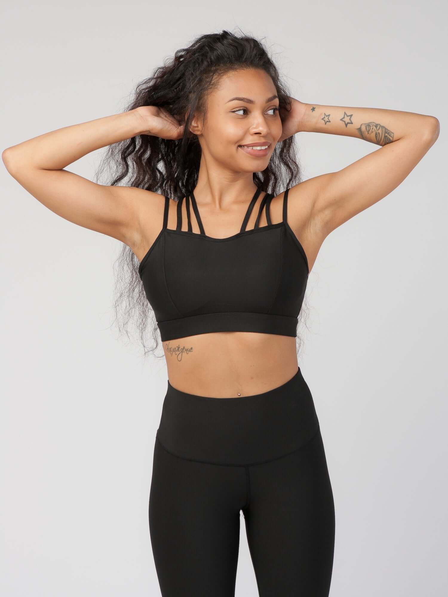 CoreFit Strappy Sports Bra in Black, view 7