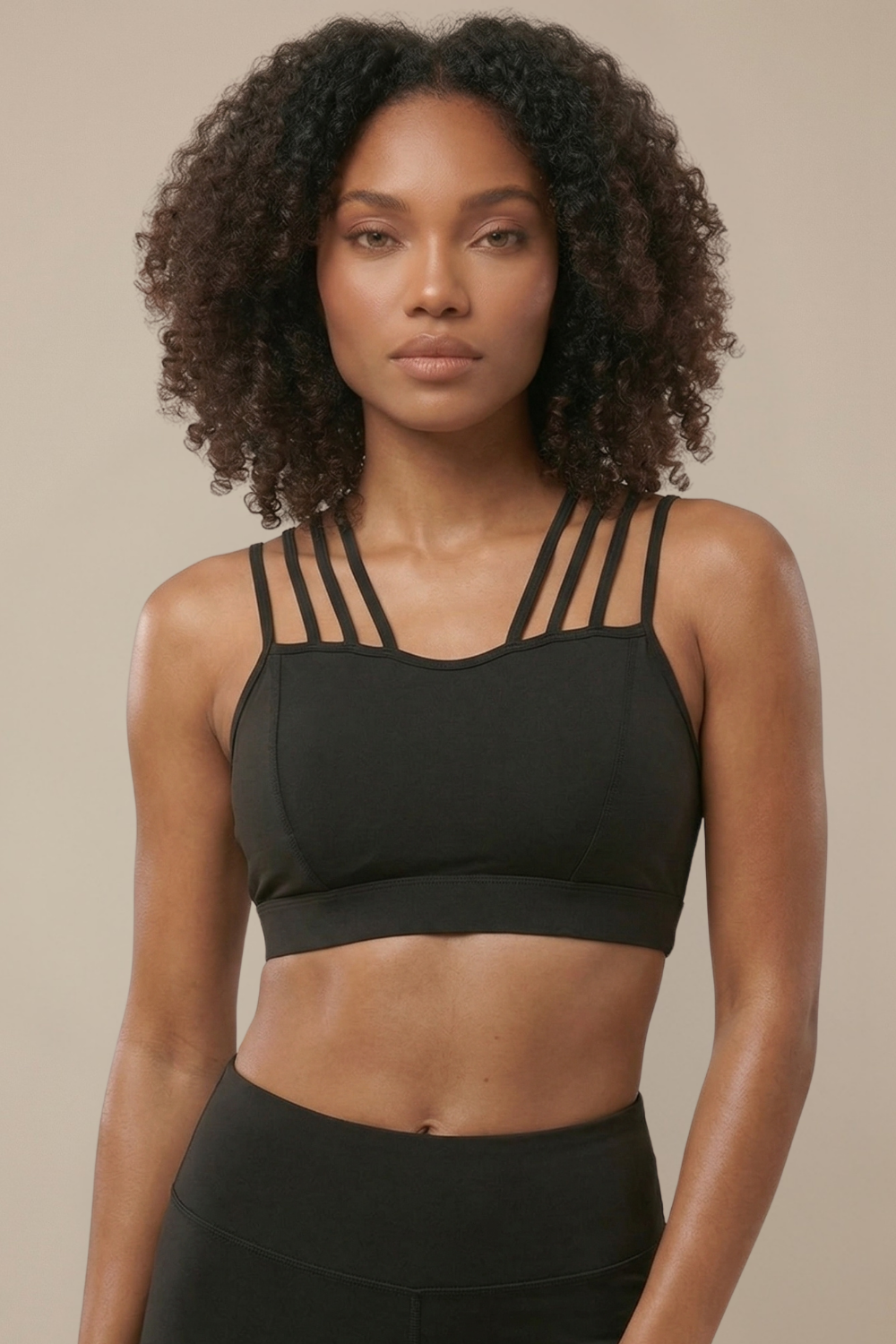 CoreFit Strappy Sports Bra in Black