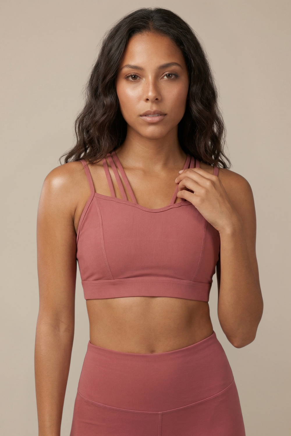 CoreFit Strappy Sports Bra in Dry Rose