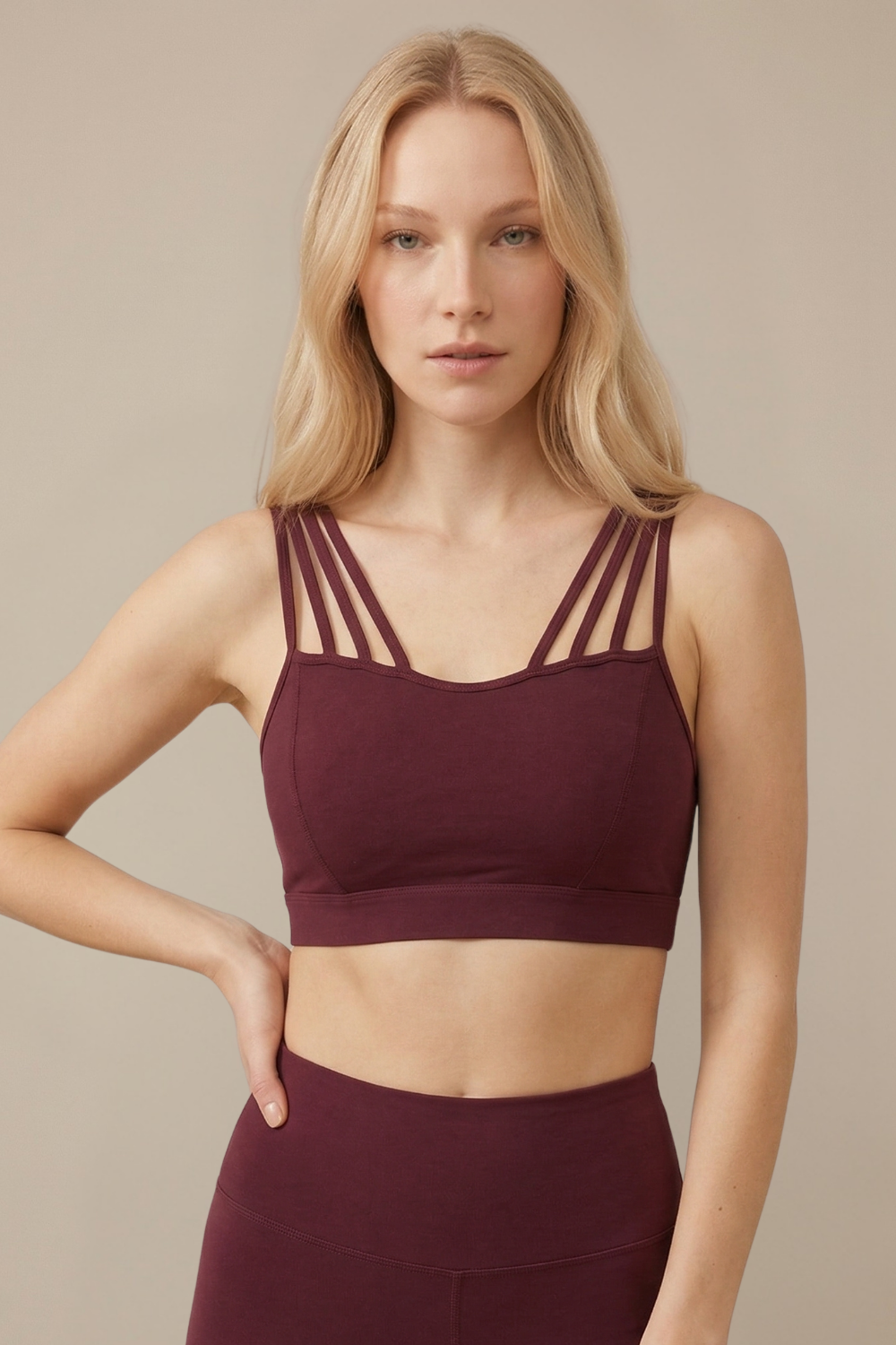 CoreFit Strappy Sports Bra in Garnet
