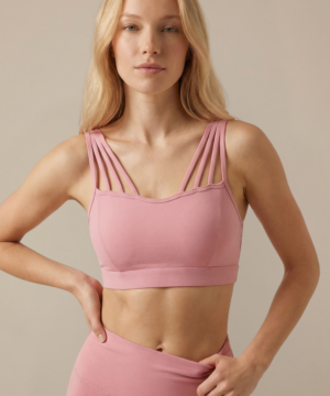 CoreFit Strappy Sports Bra in Powder Pink