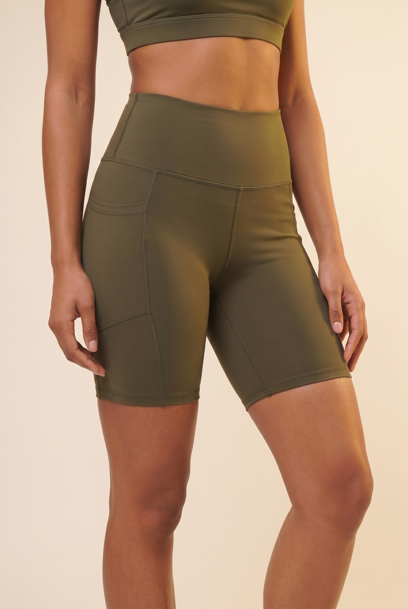 Flex 3-Pocket Bike Shorts in Army Green