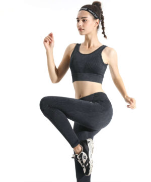 Seamless Melange Sports Bra in Black, view 7
