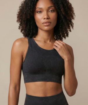 Seamless Melange Sports Bra in Black