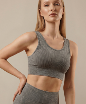 Seamless Melange Sports Bra in Grey