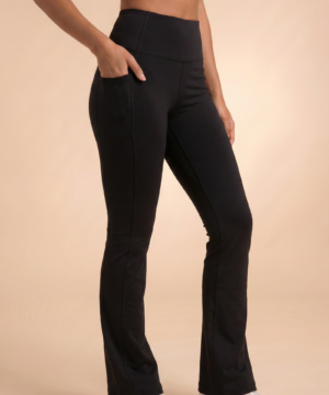 SoftTouch Pocket High-Waist Flare Legging in Black