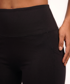 SoftTouch Pocket High-Waist Flare Legging in Black, view 4