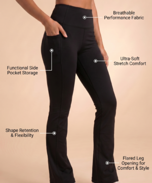 SoftTouch Pocket High-Waist Flare Legging in Black, view 2