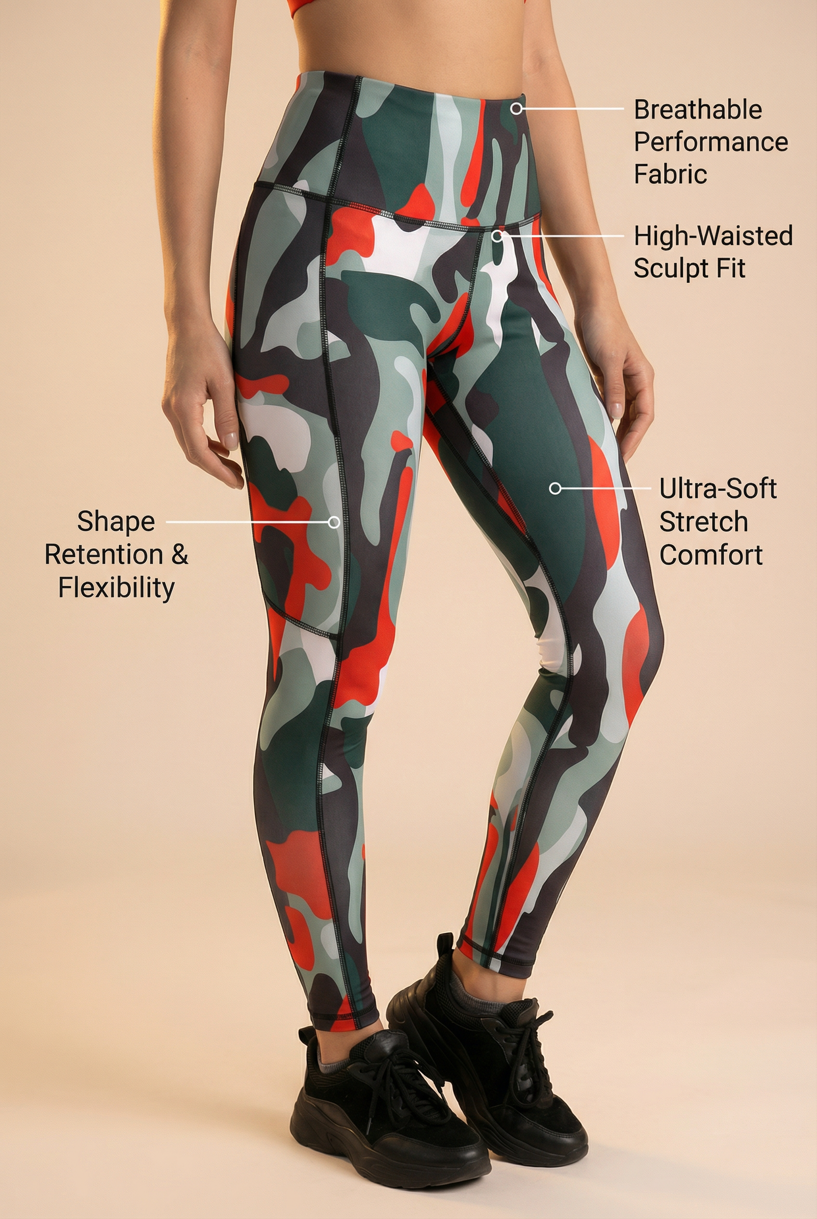 StudioPrint Multi Camo High-Waist Legging in Camo, view 2