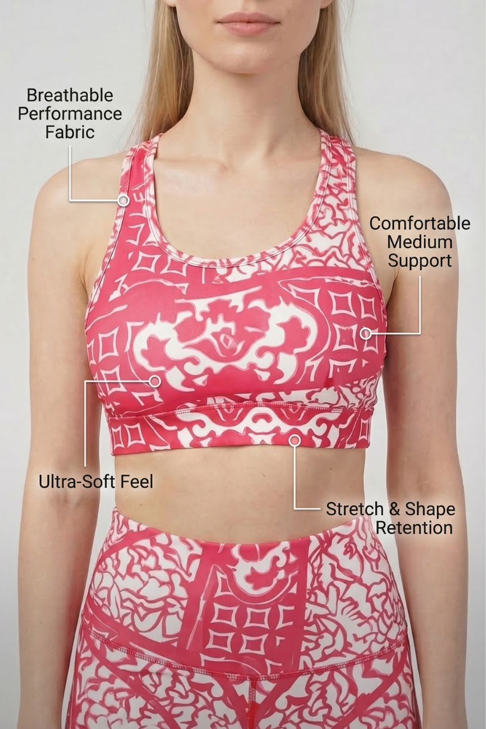 StudioPrint Ornamental Sports Bra in Pink, view 5
