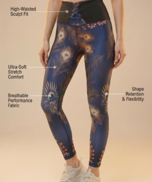 StudioPrint Peacock Feather Sports Legging in Feather, view 2