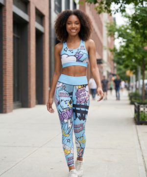 StudioPrint Pop Art Sports Bra in Blue, view 4