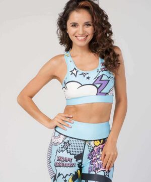 StudioPrint Pop Art Sports Bra in Blue, view 7