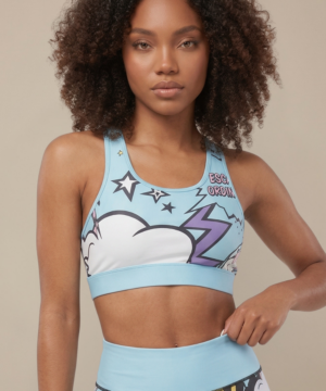 StudioPrint Pop Art Sports Bra in Blue