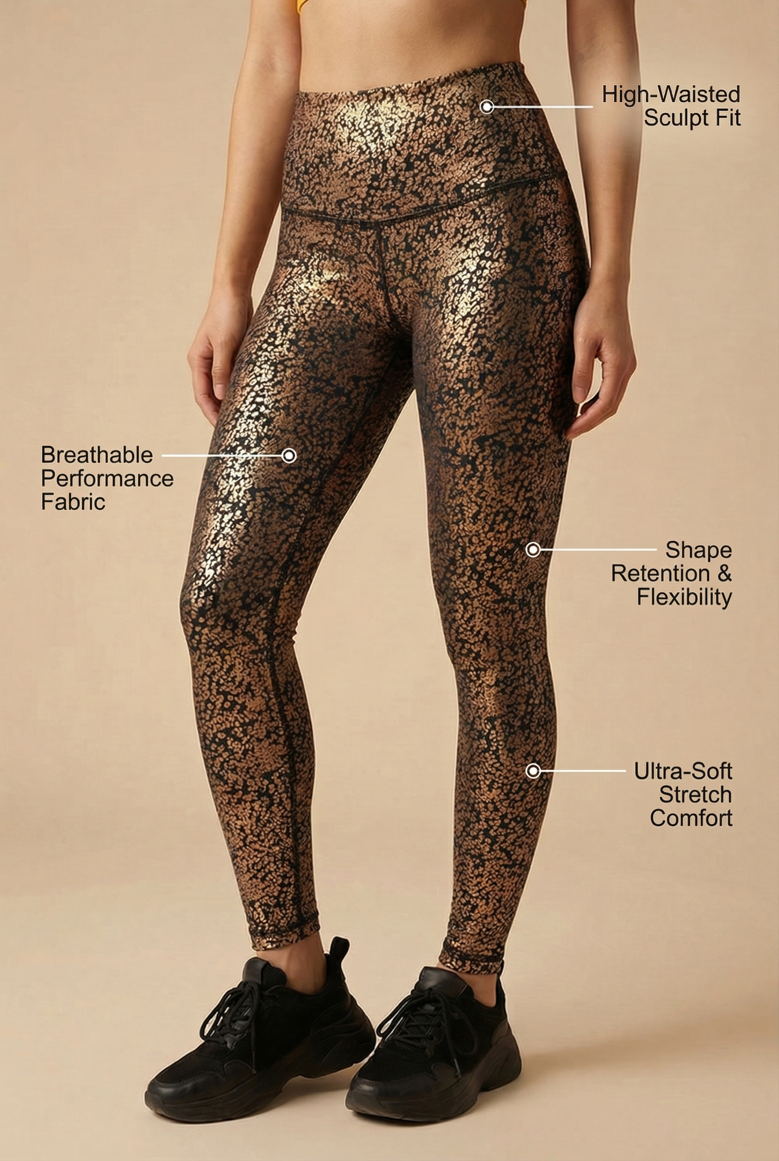 StudioPrint Speckle High-Waist Legging in Bronze, view 2