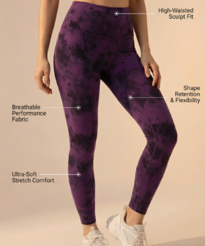 Tie-Dye Printed Lift High-Waist Legging in Dark Berry, view 2