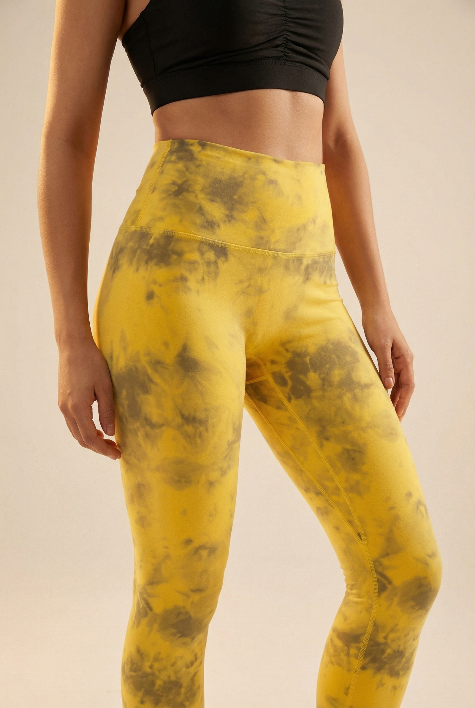 Tie-Dye Printed Lift High-Waist Legging in Yellow