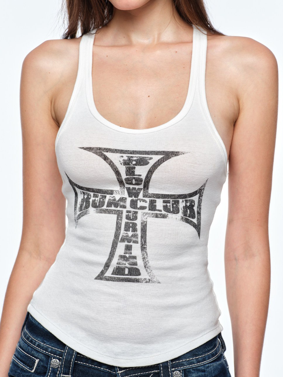 Cross Print Slim Tank, cross emblem print detail